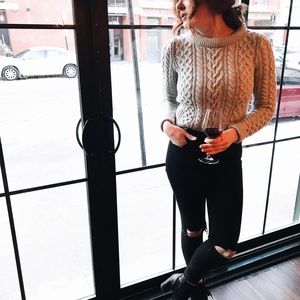 Club Monaco Grey Cable Knit Sweater